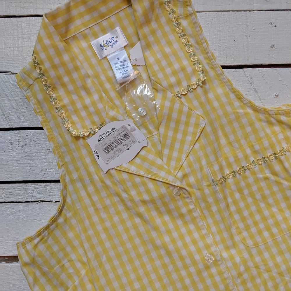 NEW Sleep Sense Yellow Gingham Nightgown (size S)